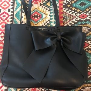 Karl Lagerfeld faux leather tote purse with bow